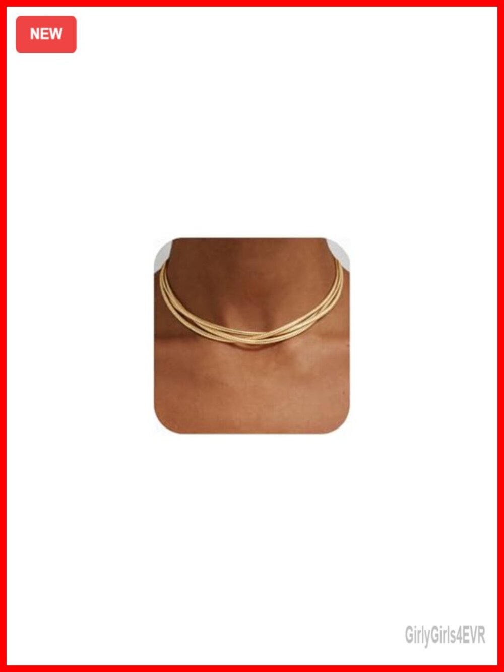 Chunky Gold Wrap Choker Necklace - Lightweight Non-Tarnish Layered Statement